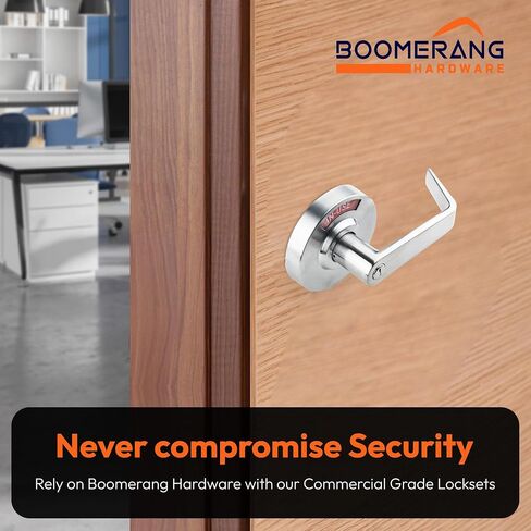 Boomerang BH6972 قفل باب رافعة تجارية متوسطة/ثقيلة التحمل، مقبض باب الحمام الصناعي من الدرجة 2 مع مؤشر الإشغال، بدون يد، أسود غير لامع (US19) in Kuwait