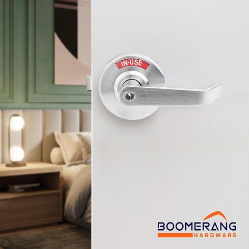 Boomerang BH6972 قفل باب رافعة تجارية متوسطة/ثقيلة التحمل، مقبض باب الحمام الصناعي من الدرجة 2 مع مؤشر الإشغال، بدون يد، أسود غير لامع (US19) in Kuwait