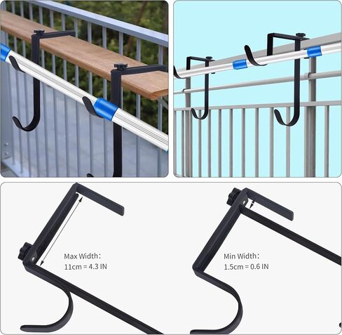 Heavy Duty Pool Pole Hangers - Adjustable Hooks for Poles, Hoses, Skimmers - Black Fence Hooks for Hanging Swimming Pool Accessories - Garden Tools (4 Packs) in Kuwait