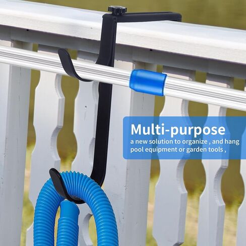 Heavy Duty Pool Pole Hangers - Adjustable Hooks for Poles, Hoses, Skimmers - Black Fence Hooks for Hanging Swimming Pool Accessories - Garden Tools (4 Packs) in Kuwait