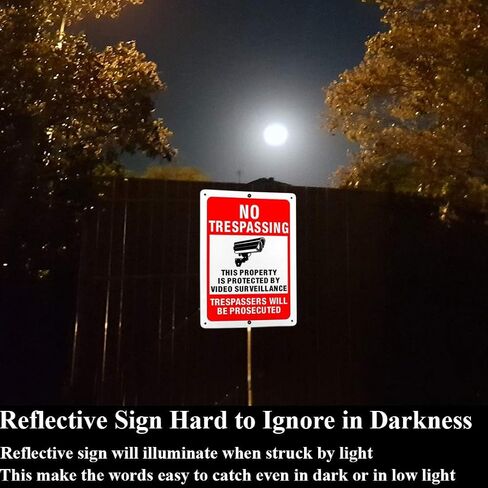 2 Pack Large No Trespassing Signs Private Property,14x10 Inch Metal Signs with Video Surveillance Warning – Rust-Proof .040 Aluminum, Weatherproof & Reflective for Yard, Farm, Business in Kuwait