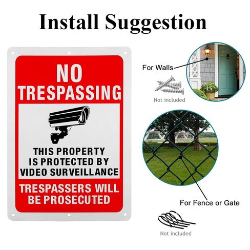 2 Pack Large No Trespassing Signs Private Property,14x10 Inch Metal Signs with Video Surveillance Warning – Rust-Proof .040 Aluminum, Weatherproof & Reflective for Yard, Farm, Business in Kuwait