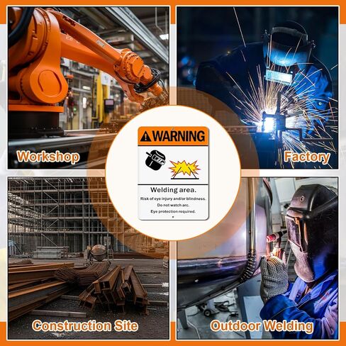 2 Pack Warning Welding Area Sign - 9 x 12 Inches Eye Protection Required Welding Safety Sign Vertical Weatherproof Aluminum Material for Welder Construction Site Industrial Warehouse in Kuwait