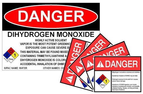 DHMO Dihydrogen Monoxide Warning Sign & Sticker Set in Kuwait