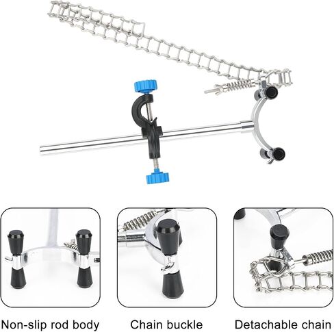 stonylab Chain Clamp and Bosshead Clamp Holder Set, Adjustable Lab Stand Accessory, Aluminum Alloy Glassware Holder for Beakers and Funnels, Fits 40-145 mm Diameter in Kuwait