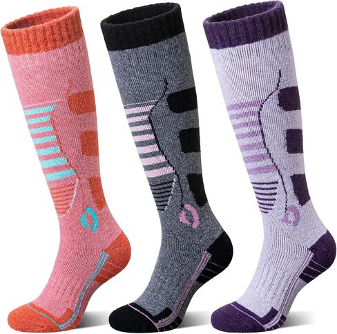 Merino Wool Ski Socks Men Women Thermal Winter Warm Thick Hiking Snowboarding Knee High Socks 3 Pairs in Kuwait