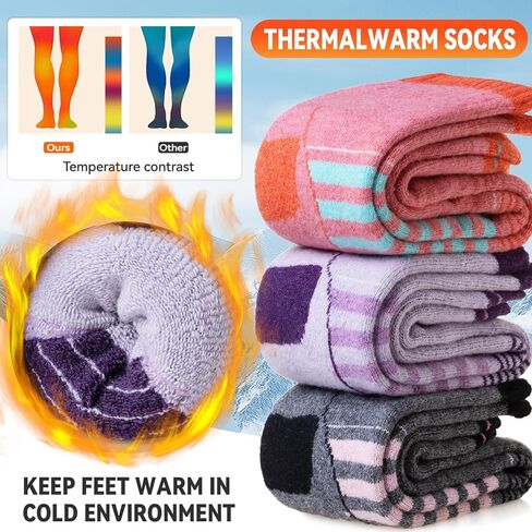 Merino Wool Ski Socks Men Women Thermal Winter Warm Thick Hiking Snowboarding Knee High Socks 3 Pairs in Kuwait