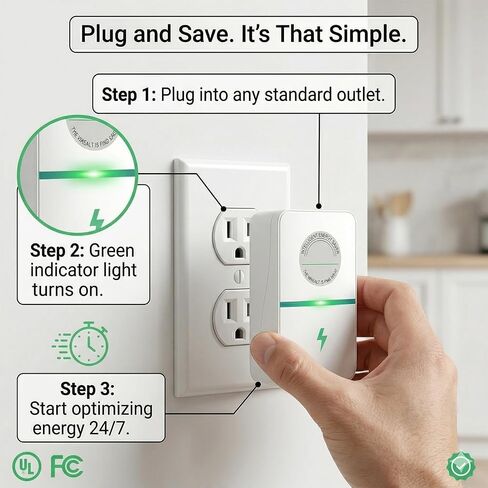 New Universal Energy-Saving Box, Plug-and-Play, Power Factor Corrector Use,Saving Device for Household/Offices (2Pcs) in Kuwait