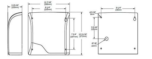 World Dryer L-971 SLIMdri مجفف يدوي فعال على السطح التجاري متوافق مع ADA بجهد عالمي 110-240 فولت، غطاء من الألومنيوم، كروم مصقول in Kuwait