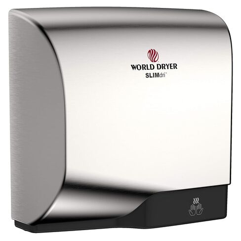 World Dryer L-971 SLIMdri مجفف يدوي فعال على السطح التجاري متوافق مع ADA بجهد عالمي 110-240 فولت، غطاء من الألومنيوم، كروم مصقول in Kuwait