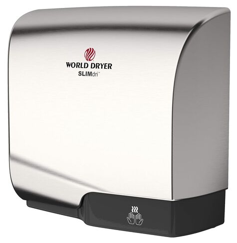 World Dryer L-971 SLIMdri مجفف يدوي فعال على السطح التجاري متوافق مع ADA بجهد عالمي 110-240 فولت، غطاء من الألومنيوم، كروم مصقول in Kuwait