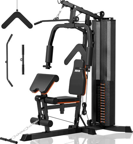 JEEKEE All in One Home Gym with 150LB Weight Stack, Multifunctional Home Gym Equipment for Full Body Workout, Space Saving Workout Machine with Chest Press, LAT Pulldown, Leg Extension in Kuwait