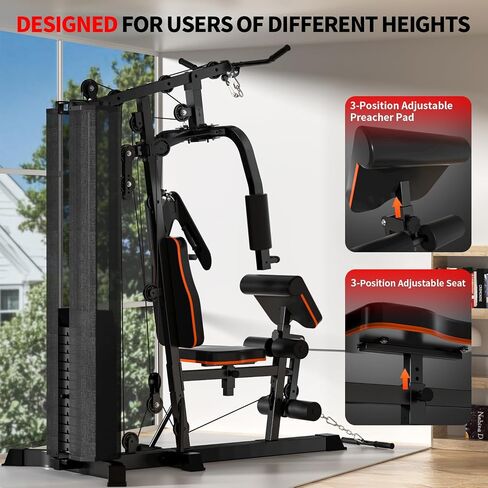 JEEKEE All in One Home Gym with 150LB Weight Stack, Multifunctional Home Gym Equipment for Full Body Workout, Space Saving Workout Machine with Chest Press, LAT Pulldown, Leg Extension in Kuwait