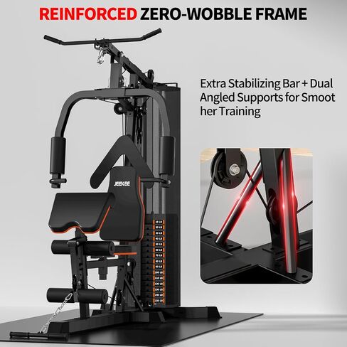 JEEKEE All in One Home Gym with 150LB Weight Stack, Multifunctional Home Gym Equipment for Full Body Workout, Space Saving Workout Machine with Chest Press, LAT Pulldown, Leg Extension in Kuwait