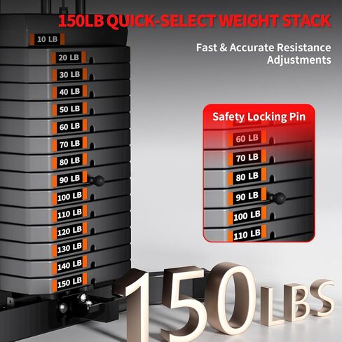 JEEKEE All in One Home Gym with 150LB Weight Stack, Multifunctional Home Gym Equipment for Full Body Workout, Space Saving Workout Machine with Chest Press, LAT Pulldown, Leg Extension in Kuwait