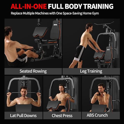 JEEKEE All in One Home Gym with 150LB Weight Stack, Multifunctional Home Gym Equipment for Full Body Workout, Space Saving Workout Machine with Chest Press, LAT Pulldown, Leg Extension in Kuwait