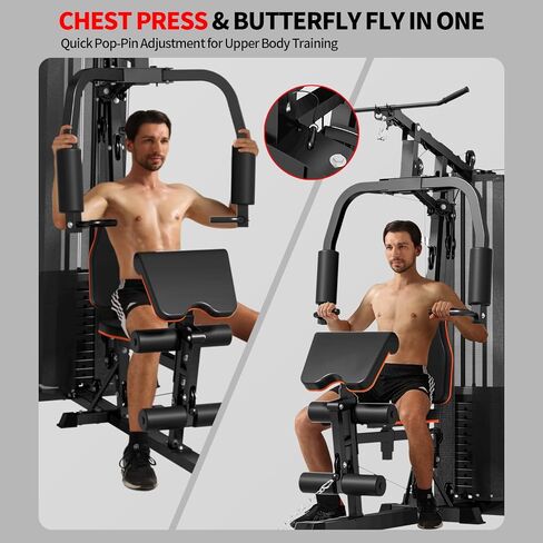 JEEKEE All in One Home Gym with 150LB Weight Stack, Multifunctional Home Gym Equipment for Full Body Workout, Space Saving Workout Machine with Chest Press, LAT Pulldown, Leg Extension in Kuwait