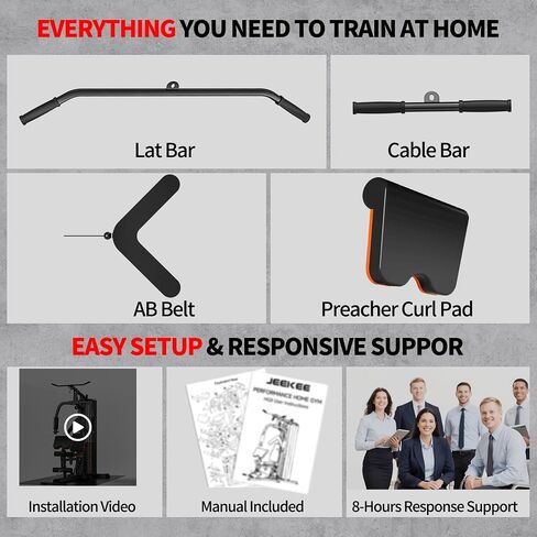 JEEKEE All in One Home Gym with 150LB Weight Stack, Multifunctional Home Gym Equipment for Full Body Workout, Space Saving Workout Machine with Chest Press, LAT Pulldown, Leg Extension in Kuwait