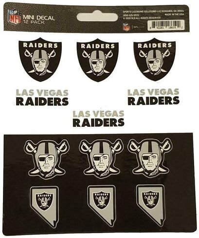 مجموعة ملصقات صغيرة من Fanmats 4228118619 Las Vegas Raiders، عبوة من 12 قطعة in Kuwait