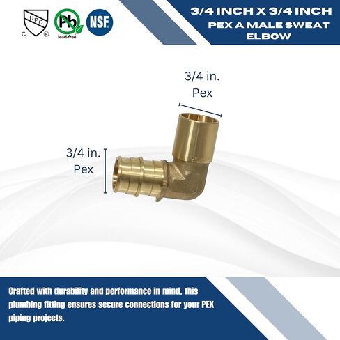 10 قطع XFITTING 3/4 بوصة Pex A كوع العرق للذكور، توسيع 3/4 بوصة × 3/4 بوصة كوع العرق للذكور in Kuwait