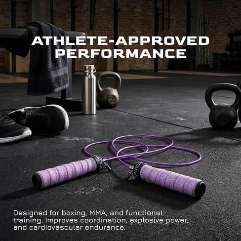 Weighted Jump Rope for Men & Women, 1LB Adjustable Heavy Speed Rope with Removable Handle Weights, Dual Cables for Cross Training Boxing Cardio & Home Workouts Durable Adult Fitness Jump Rope - Purple in Kuwait