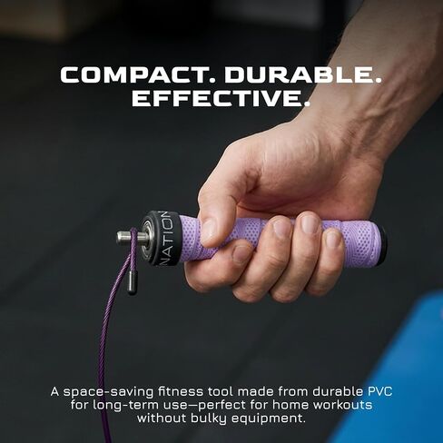 Weighted Jump Rope for Men & Women, 1LB Adjustable Heavy Speed Rope with Removable Handle Weights, Dual Cables for Cross Training Boxing Cardio & Home Workouts Durable Adult Fitness Jump Rope - Purple in Kuwait