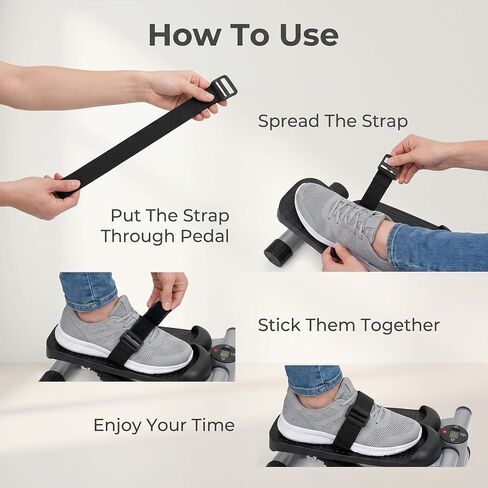 2PCS Ellipse Leg Exerciser Pedal Strap, Adjustable Strap (20x2 Inch) | Bike Pedal Strap, Black Adjustable Leg Exerciser Traction Straps, Nylon Foot Pedal Straps for Sports in Kuwait