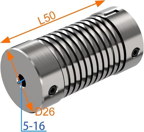 Spring Coupling D26L50 Flexible Thread Eccentric Angle Aluminum Alloy Encoder Coupling Small Motor Elastic Stepper Motor(10x15) in Kuwait