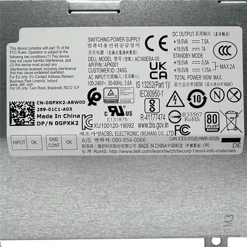 for 5260 7460 7470 Optiplex 7400 7480 160W Power Supply AC160EBA-00 APK001 0GPXK2 GPXK2 in Kuwait
