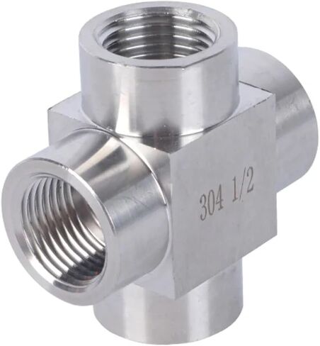 1/8" 1/4" 3/8" 1/2" 3/4" 1" bspt NPT M14 M20 أنثى ذكر متقاطع 4 طرق كتلة فاصل 304 موصل تركيب الأنابيب غير القابل للصدأ (ذكر BSPT، 3/8") in Kuwait
