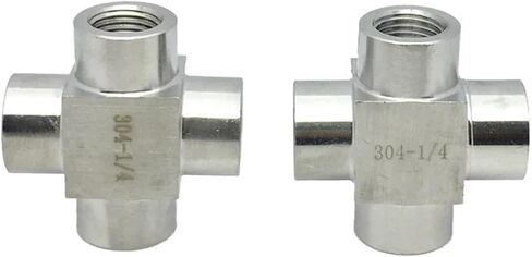 1/8" 1/4" 3/8" 1/2" 3/4" 1" bspt NPT M14 M20 أنثى ذكر متقاطع 4 طرق كتلة فاصل 304 موصل تركيب الأنابيب غير القابل للصدأ (ذكر BSPT، 3/8") in Kuwait
