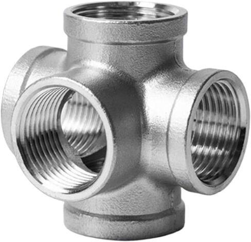 1/4" 3/8" 1/2" 3/4" 1" 1-1/4" Female Thread 304 Stainless Steel 4 Way Corner Type Pipe Fitting Connector Coupler (1/2") in Kuwait