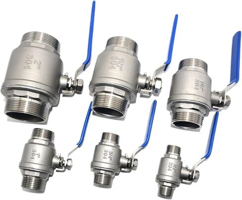 1 Pcs 304 Stainless Steel Two Piece Ball Valve 1/4 3/8 1/2" 3/4" 1" 2" Male Thread Water Gas Oil Switch Fitting(2") in Kuwait