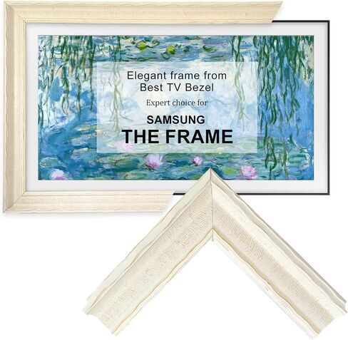 Off-white Frame for Samsung The Frame TV, Compatible ONLY with Samsung The Frame TV (43",50",55",65",75",85", Fits 2021-2025&PRO,LS03A/B/C/D/FA/FW) (Off-white with a Water Ripple Texture, 75-LS03) in Saudi Arabia