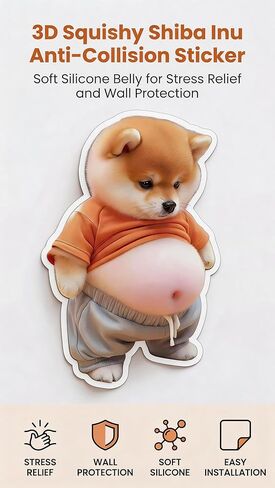 قطعتان من سدادة الباب ثلاثية الأبعاد من Shiba Inu، واقي حائط للكلب اللطيف، واقي مقبض الباب من المطاط الناعم المضاد للتصادمات للثلاجة بمقبض الباب (أ) in Kuwait