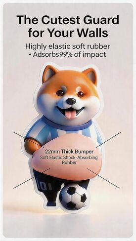 قطعتان من سدادة الباب ثلاثية الأبعاد من Shiba Inu، واقي حائط للكلب اللطيف، واقي مقبض الباب من المطاط الناعم المضاد للتصادمات للثلاجة بمقبض الباب (أ) in Kuwait