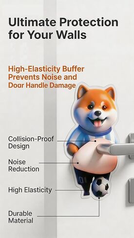 قطعتان من سدادة الباب ثلاثية الأبعاد من Shiba Inu، واقي حائط للكلب اللطيف، واقي مقبض الباب من المطاط الناعم المضاد للتصادمات للثلاجة بمقبض الباب (أ) in Kuwait