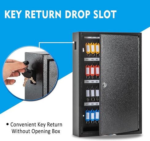 Yoom Key Box Wall Mount | 100-Key Metal Key Cabinet with Numbered Key Tags | Secure Lockable Vehicle Key Organizer Storage Car Lock Box for Key Control | Home, Office, Hotel, Real Estate (Black) in Kuwait