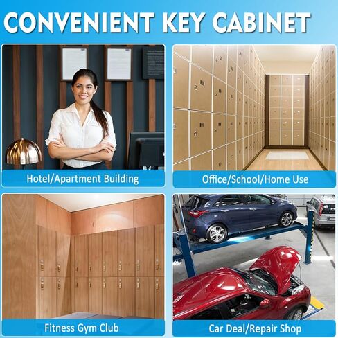 Yoom Key Box Wall Mount | 100-Key Metal Key Cabinet with Numbered Key Tags | Secure Lockable Vehicle Key Organizer Storage Car Lock Box for Key Control | Home, Office, Hotel, Real Estate (Black) in Kuwait
