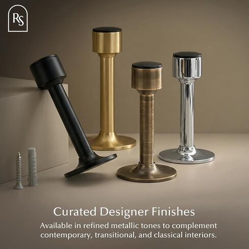 Residence Supply Pesu Door Stop - Solid Brass Wall Door Stopper with Noise-Reducing Rubber Tip - Sleek Modern Design for Home - Easy to Install Durable Heavy-Duty Stopper Wall Protection in Kuwait