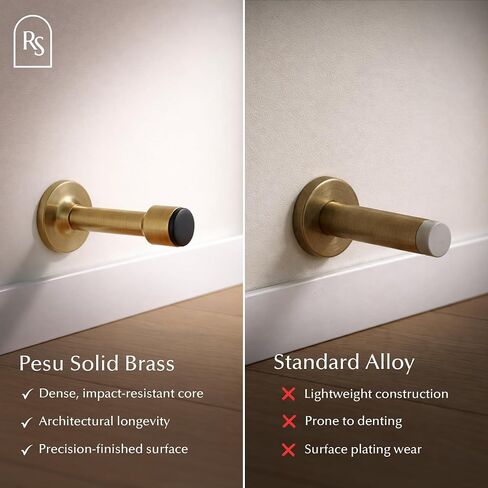 Residence Supply Pesu Door Stop - Solid Brass Wall Door Stopper with Noise-Reducing Rubber Tip - Sleek Modern Design for Home - Easy to Install Durable Heavy-Duty Stopper Wall Protection in Kuwait