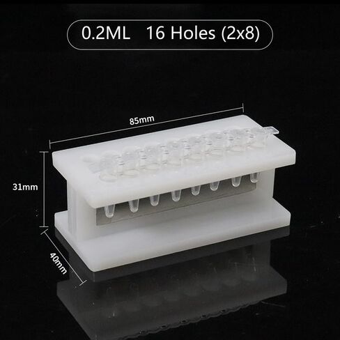 PMMA Magnetic Microcentrifuge Tube Rack, White Acrylic Test Tube Rack (0.2ml, 16 Holes (2x8)) in Kuwait