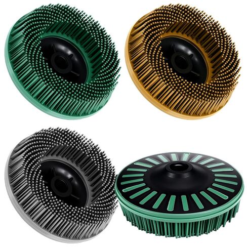 Zhehao 3 Pcs 4.5" 50/80/120 Grit Bristle Disc with 5/8"-11 Threaded Hub Ceramic-Aluminum Oxide Abrasive Brush for Angle Grinder Remove Paint Rust Coatings Weld Slag Contaminants Max 12000 RPM Speed in Kuwait