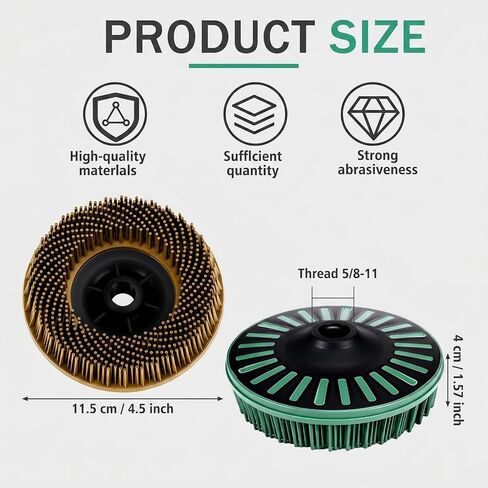 Zhehao 3 Pcs 4.5" 50/80/120 Grit Bristle Disc with 5/8"-11 Threaded Hub Ceramic-Aluminum Oxide Abrasive Brush for Angle Grinder Remove Paint Rust Coatings Weld Slag Contaminants Max 12000 RPM Speed in Kuwait