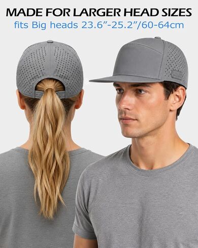 قبعة Zylioo XXL شبكية Snapback للرؤوس الكبيرة، قبعة أداء بفتحات تهوية بالليزر | فتحات جانبية واسعة مقاس 2XL وقناع مستقيم تساعد أشكال الرأس الأكثر امتلاءً على البقاء أكثر برودة أثناء ممارسة الجولف والجري والسفر. in Kuwait