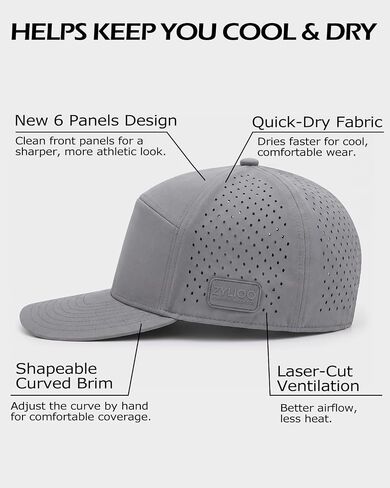 قبعة Zylioo XXL شبكية Snapback للرؤوس الكبيرة، قبعة أداء بفتحات تهوية بالليزر | فتحات جانبية واسعة مقاس 2XL وقناع مستقيم تساعد أشكال الرأس الأكثر امتلاءً على البقاء أكثر برودة أثناء ممارسة الجولف والجري والسفر. in Kuwait