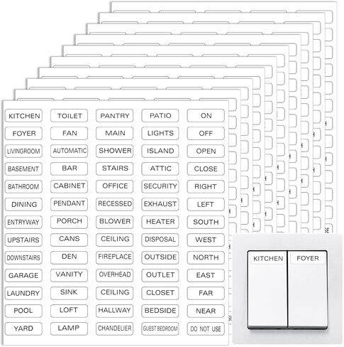 975 Pcs Light Switch Labels, Waterproof Clear Switch Stickers Transparent Switches Identification Stickers Label for Home Office in Kuwait