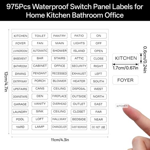 975 Pcs Light Switch Labels, Waterproof Clear Switch Stickers Transparent Switches Identification Stickers Label for Home Office in Kuwait