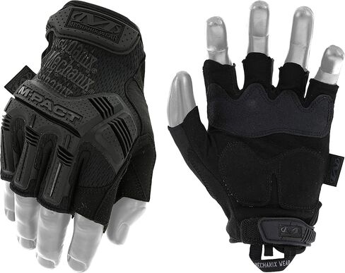 Mechanix Wear M-Pact قفازات مقاومة للصدمات التكتيكية بدون أصابع - حماية من الصدمات وامتصاص الاهتزازات - شديدة التحمل - قابلة للغسل في الغسالة - كبيرة - سوداء مخفية in Kuwait