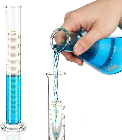 Baluue 100ml Graduated Cylinder, Borosilicate Glass Lab Beaker with Stable Base & Pour Spout for Accurate Hydrometer Readings, Chemistry & Kitchen Liquid Measure in Kuwait